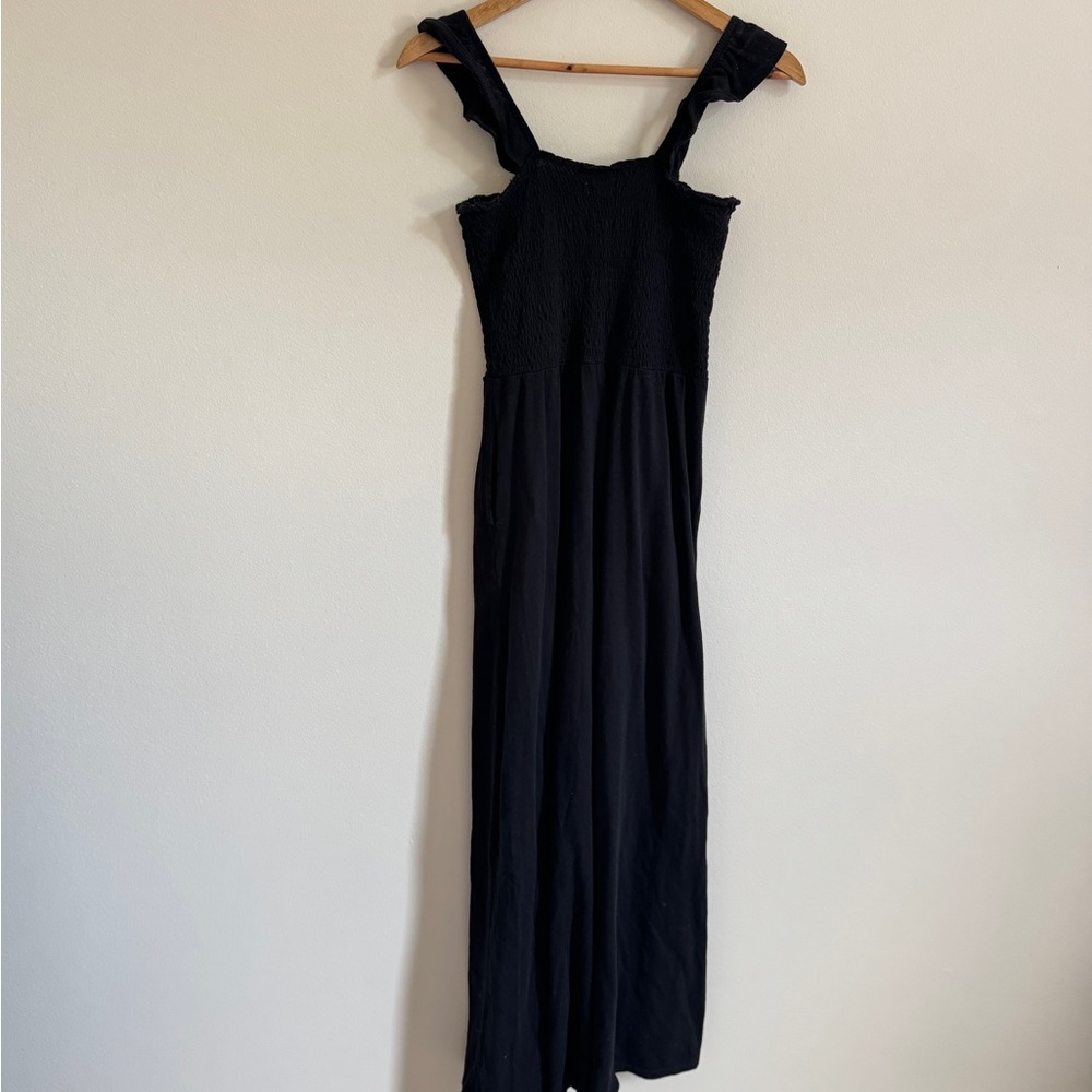 Aerie Smocked Wide Leg Jumpsuit Size Small Black - Picture 7 of 7